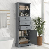 ZUN Gray Tall Storage Cabinet with 3 Drawers and Adjustable Shelves for Bathroom, Study, Office and 62014329