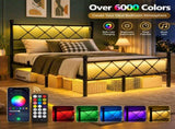 82.7"54" Full Metal Platform Bed Frame, X-Design Headboard & Footboard with LED Lights, USB & 81340836