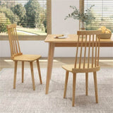 2 PCS Dining Chairs with High Spindle Back and Natural Rubber Wood Legs 72034592