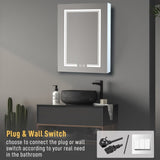 ZUN [FCH] LED Bathroom Wall Cabinet, Single Door Bathroom Mirror Cabinet, White 84534063