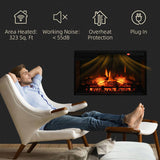 27" Electric Fireplace Insert, Retro Recessed Fireplace Heater with Realistic Log Flame, Remote 68101942