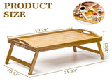 Bed Tray Table, Breakfast Tray with Folding Legs and Handles, Multipurpose Laptop Desk, Bamboo 42234087