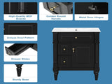 24 Inch Bathroom Vanity with Sink, Black Freestanding Bathroom Cabinet with Flip Drawer, Adjustable 84849124