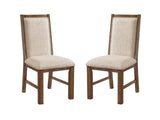 ZUN Transitional Style 2pcs Side Chairs Rustic Oak Solid wood Beige Fabric Dining Room Furniture Chair B011P197294