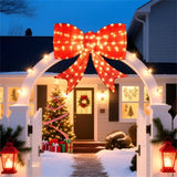 37" Christmas Bow Decoration 150 Warm LEDs, Red Fabric, Weatherproof, 2 Hanging Rings, Easy 91380992