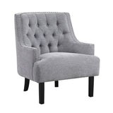 ZUN Modern Traditional Accent Chair Gray Chenille Upholstery Button-Tufted Solid Wood 1pc Living Room B011P182660