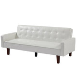 White Convertible Double Folding Room Sofa Bed, PU Leather, Tufted Buttons, Suitable for 15429988
