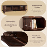 Modern Farmhouse TV Stand for 75" TVs, Wood Entertainment Center with Storage Cabinet, TV Console N710P257615P