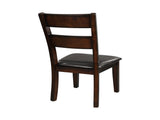 Cherry Finish Classic Style Set of 2 Side Chairs Mango Veneer Faux Leather Upholstered Transitional B01146560