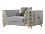 Contessa Modern Fabric Accent Chair with Gold Metal Side Frame and Channel Tufted Detailing in Gray B009P466432