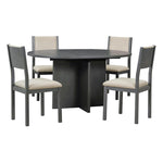 ZUN 5-Piece Retro Functional Dining Set, 1 Extendable Table with a 16-inch Leaf and 4 Upholstered Chairs 56609762