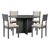 ZUN 5-Piece Retro Functional Dining Set, 1 Extendable Table with a 16-inch Leaf and 4 Upholstered Chairs 56609762