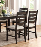 ZUN 7pc Set Brown Finish Table and 6 Side Chairs Beige Upholstery Seat Ladder Back Wooden Kitchen B011P170620
