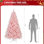 ZUN 7 FT Pre-lit Snow Flocked Christmas Tree, Artificial Hinged Xmas Pine Tree with 1000 Branch Tips, 57924304