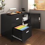 ZUN Metal Office Cabinet with 2 Drawers & Adjustable Shelves, Mobile Lateral Filing Cabinet with Lock 73468898