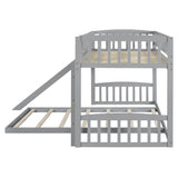 Twin Over Twin Bunk Bed with Slide and Ladder, Gray 44777113