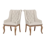 Set of 2 Cream Fabric Upholstered Arm Chairs, Barley Brown B016P225442