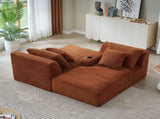 Compressible double chaise lounge with cupholders - No Assembly Required, Fluffy Modern Sleeper W2339P346394