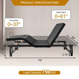 Adjustable Bed Base Frame Queen Bed Frame with Head and Foot Incline Wireless Remote 4 Ports USB, W1038P194149