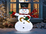 4ft Lighted Pop-Up Snowman, Large Christmas Holiday Decoration w/ 100 LED Lights, Top Hat, Scarf for 79455158
