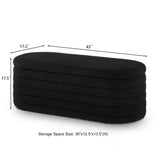 Modern Oval Storage Ottoman Bench, Upholstered Boucle Teddy Fabric of Bed Bench with Storage, W2186P193117