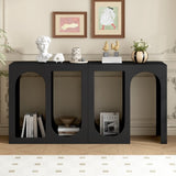 U_STYLE Modular Entryway Console Table with Rectangular Exterior and Curved Interior Design for N711P188169B
