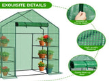 Mini Walk-In Greenhouse with PE Cover, 4-Shelf Indoor Outdoor Garden Plant Shelves, Zippered Roll-Up 81049791