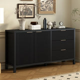 U_STYLE Minimalist Wave-Pattern Sideboard with Functional Storage,Suitable for Entryway, Hallway, N711P235893B