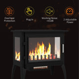 ZUN 1000W/1500W 24" Electric Fireplace Stove, Freestanding Fireplace Heater with Realistic Flame, 97024038