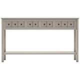 ZUN Rustic Entryway Console Table, 60" Long Sofa Table with two Different Size Drawers and Bottom Shelf 30833518