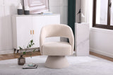 ZUN Swivel Accent Chair Armchair, Round Barrel Chair in Fabric for Living Room Bedroom, Beige 02903159
