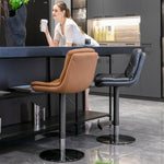 ZUN Swivel Bar Stools Black Titanium Stainless Steel Base and Footrest, Grade, Faux Leather Bar Chair 35748444