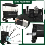Collapsible Foldable Extended Wagon with canopy,480lbs Weight Capacity, Heavy Duty Folding Utility W2932P253157