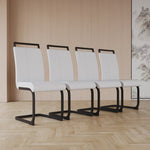 ZUN Modern Dining Chairs,PU Faux Leather High Back Upholstered Side Chair with C-shaped Tube. Black W2189138536