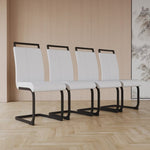 ZUN Modern Dining Chairs,PU Faux Leather High Back Upholstered Side Chair with C-shaped Tube.Black Metal W2189138539