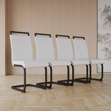 ZUN Modern Dining Chairs,PU Faux Leather High Back Upholstered Side Chair with C-shaped Tube.Black Metal W2189138539