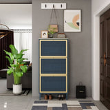3 Metal Door Shoe Rack, Freestanding Modern Shoe Storage Cabinet, Metal rattan, for Entryway W68849315