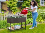 28" Elevated Raised Planter Box with Storage Shelf, Ergonomic Garden Bed for Patio Balcony Herb 79154701