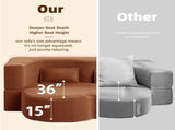 Modern Floor Sofa with 2 Pillows,Convertible Plush Corduroy Foam-Filled Sleeper Sofa Bed,15" Full 93794190
