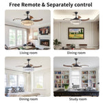 ZUN Contemporary LED Retractable Ceiling Fan with Light and Remote Control, Quiet Reversible Motor,4 W1340P184909