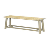 Farmhouse Modern Solid Wood Rattan Bench - 59 Inch Indoor & Covered Outdoor Bench Champagne Finish N842P271335E