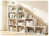 White Stepped 10-Cube Open Bookshelf 4-Tier Engineered Wood Storage Display Rack with Anti-Tipping 21730889