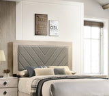 Contemporary 1pc Cream Finish California King Size Bed Bedroom Furniture Gray V-Design Headboard B011P236816