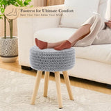 Round Ottoman Multifunctional Cotton Knitted Vanity Stool Footrest Stool for Living Room Entryway 32347935