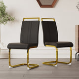 ZUN Modern Dining Chairs,PU Faux Leather High Back Upholstered Side Chair with C-shaped Tube. Plating 00421140