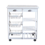 ZUN Kitchen & Dining Room Cart 2-Drawer 3-Basket 3-Shelf Storage Rack with Rolling Wheels 81068821