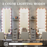 Hollywood Full Length Mirror with Lights Full Body Vanity Mirror with 3 Color Modes Wall Lighted W70881113