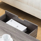 Antique Wooden Livingroom Coffee Table with Two Storage Drawers, Distressed Grey & Black B107P222506