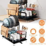 2-Tier 16.65x14.57x13.11in Dish Drying Rack for Kitchen Dish Rack with Drainboard Detachable Kitchen 75843692