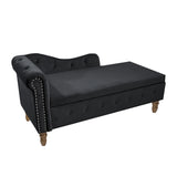 Black Chaise Lounge Indoor,Velvet Lounge Chair for Bedroom with Storage & Pillow,Modern Upholstered W1170100898